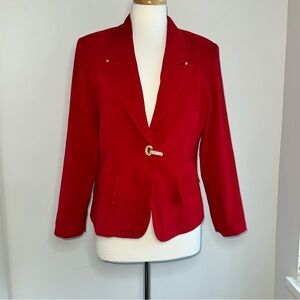 Vintage Red Women's Blazer Jacket with Gold Accent